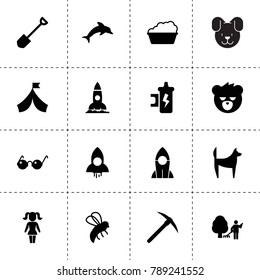 Cartoon icons. vector collection filled cartoon icons. includes symbols such as bee, rocket, spark coil, basin, garden cleaner, shovel. use for web, mobile and ui design.