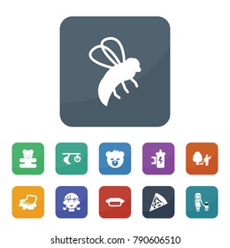 Cartoon icons. vector collection filled cartoon icons such as plow, bee, spark coil, garden cleaner, floor cloth, pizza, girl, mother and son, teddy bear, bear
