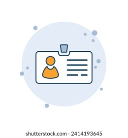 Cartoon id card icon vector illustration. Plastic card on bubbles background. Identity sign concept.