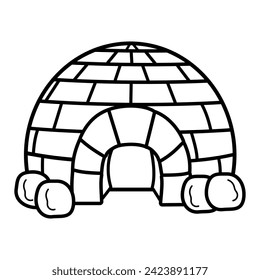 Cartoon igloo vector in black and white