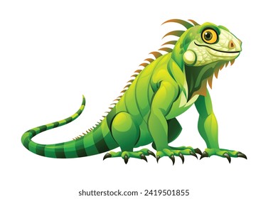 Cartoon iguana illustration. Vector lizard reptile isolated on white background