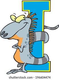 cartoon iguana with the letter I