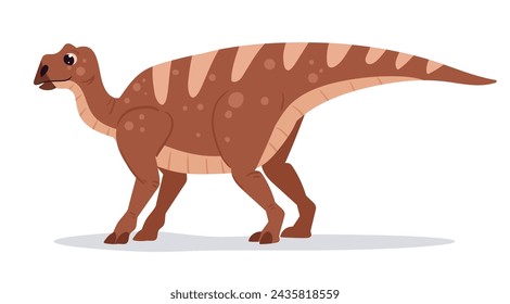 Cartoon iguanodon. Jurassic dinosaur, cute ornithopod dino, ancient reptile flat vector illustration. Iguanodon dinosaur on white