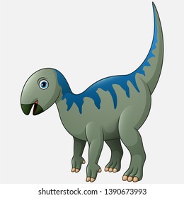 Cartoon Iguanodon on white background