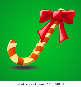 cartoon illustraion of christmas candy with red bow