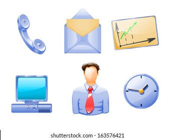 cartoon illustraion of different business objects and people