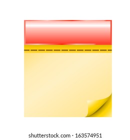 cartoon illustraion of red calendar with yellow pages view front