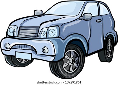 Cartoon illustration of a 4x4 sport utility vehicle.Isolated 