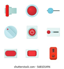 Cartoon illustration of 9 button types vector icons for web
