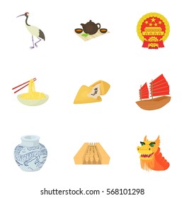 Cartoon illustration of 9 China vector icons for web