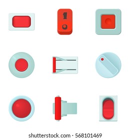 Cartoon illustration of 9 click button vector icons for web