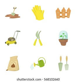 Cartoon illustration of 9 kaleyard vector icons for web