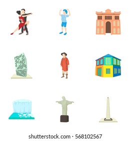 Cartoon illustration of 9 tourism in Brazil vector icons for web