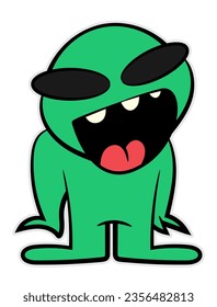 Cartoon illustration of Adorable Little Green Alien happy and smile. Best for mascot, logo, icon, and symbol with extraterrestrial themes for kids