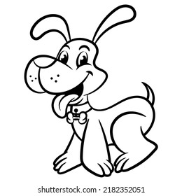 Cartoon illustration of Adorable puppy wagging tails because happy, best for mascot, sticker, and coloring book with Pet themes for kids