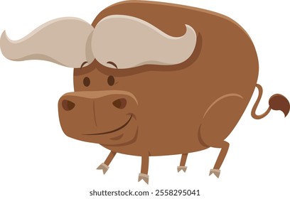 Cartoon illustration of African buffalo wild animal character