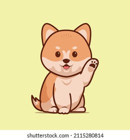 Cartoon illustration of akita inu cute pose. Vector illustration of akita inu