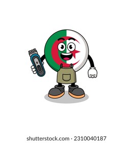 Cartoon Illustration of algeria flag as a barber man , character design