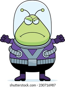 A cartoon illustration of an alien looking angry.