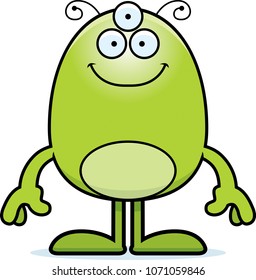 A cartoon illustration of an alien smiling.