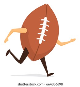 Cartoon illustration of american football on the run