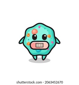 Cartoon Illustration of amoeba with tape on mouth , cute style design for t shirt, sticker, logo element