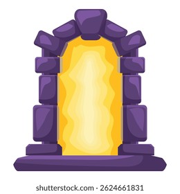 Cartoon illustration of an ancient stone archway glowing with magical light