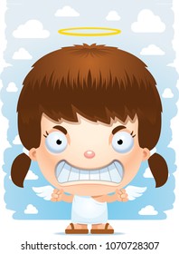 A cartoon illustration of a angel girl with an angry expression.