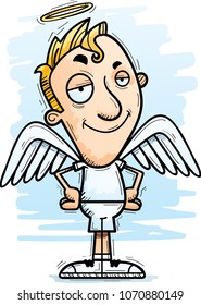 A cartoon illustration of an angel looking confident.