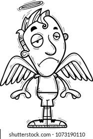 A cartoon illustration of an angel looking sad.