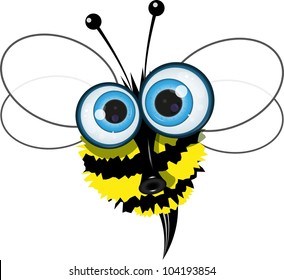 cartoon illustration of an angry bee with big eyes