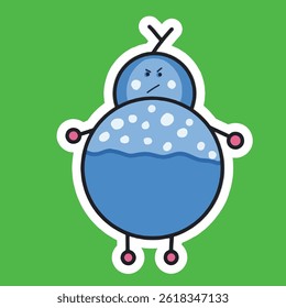 Cartoon illustration, angry character showing frustration and emotion. Playful and creative design on a vibrant green background