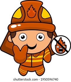 cartoon illustration of angry firefighter mascot character