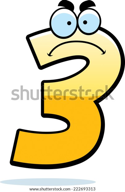 Cartoon Illustration Angry Looking Number Three Stock Vector (Royalty ...