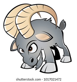 cartoon illustration of an angry ram or goat