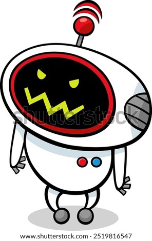 Cartoon illustration of angry robot or droid fantasy character