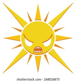 cartoon illustration of angry sun 