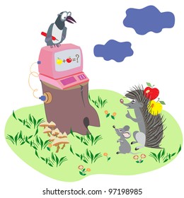 Cartoon illustration with animals