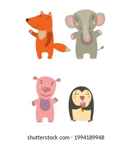cartoon illustration of animals made with a unique and cute concept