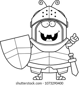 A cartoon illustration of an ant knight with an idea.