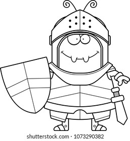 A cartoon illustration of an ant knight smiling.