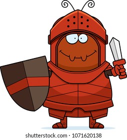 A cartoon illustration of an ant knight with a sword.