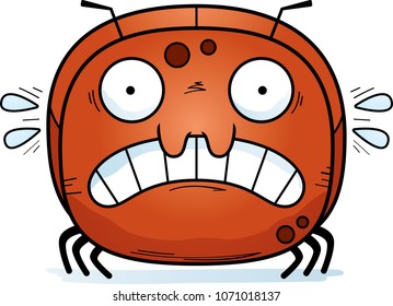A cartoon illustration of a ant looking scared.