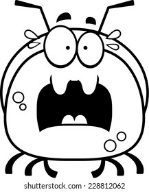 A cartoon illustration of a ant looking scared.
