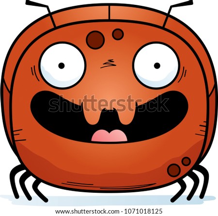 A cartoon illustration of a ant smiling.