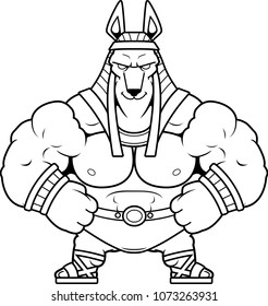 A cartoon illustration of Anubis looking confident.