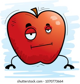 A cartoon illustration of an apple with a bored expression.