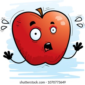 A cartoon illustration of an apple looking scared.