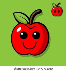 Cartoon Illustration of a apple.Cute apple in comic style. vector illustration.Apple Smiley Face