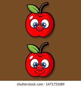 Cartoon Illustration of a apple.Cute apple in comic style. vector illustration.Apple Smiley Face